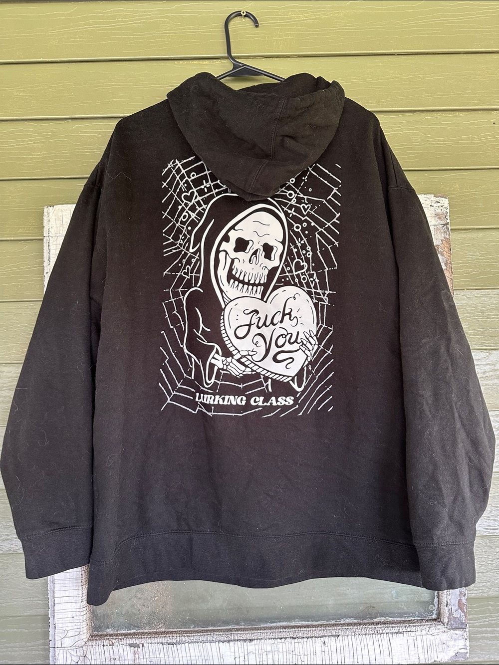 Lurking Class Black Graphic Hoodie with Skull Heart